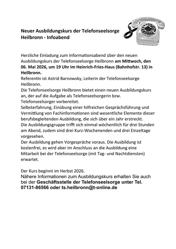 Telefonseelsorge bietet Ausbildungskurs an